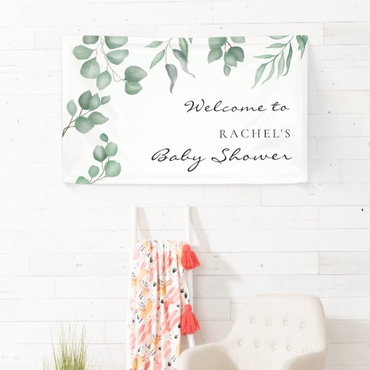 Elegant Eucalyptus Baby shower Welkom Achtergrond Spandoek (Insitu)