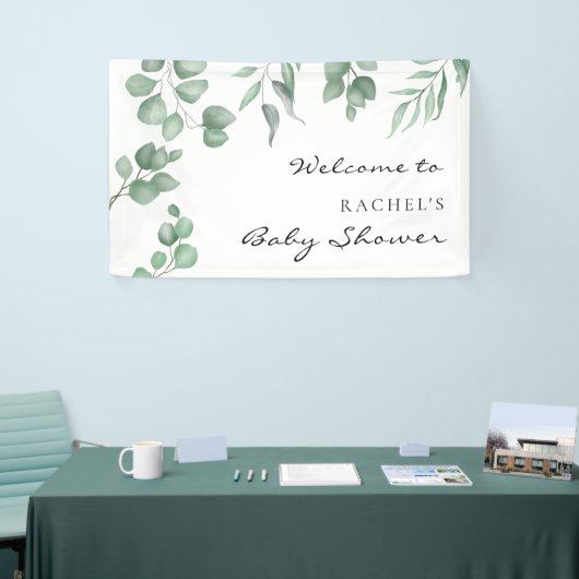 Elegant Eucalyptus Baby shower Welkom Achtergrond Spandoek (Beurs)