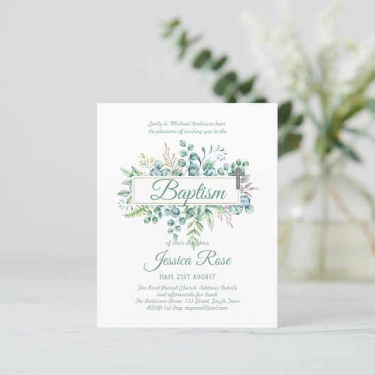 Elegant Eucalyptus Baptism Christening Greenery (Staand voorkant)