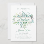 Elegant Eucalyptus Baptism Christening Greenery Kaart (Voorkant)