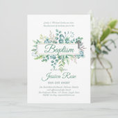 Elegant Eucalyptus Baptism Christening Greenery Kaart (Staand voorkant)