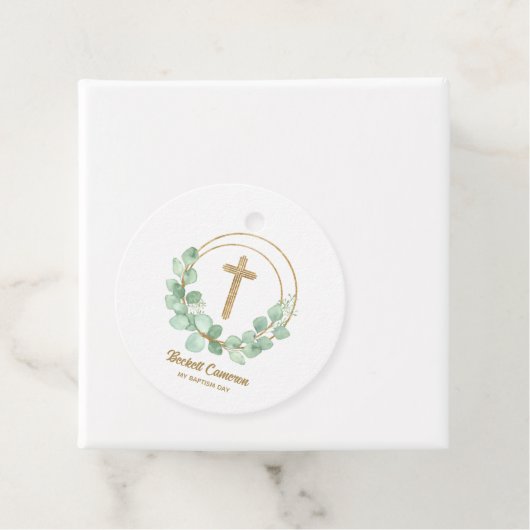 Elegant Eucalyptus Baptisme Bedankjes Labels (In situ)