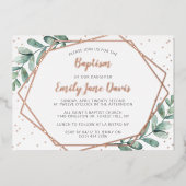 Elegant eucalyptus baptisme of kerstmis folie uitnodiging (Voorkant)