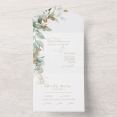 Elegant Eucalyptus Beide ouders bruiloft All In One Uitnodiging (Binnen)