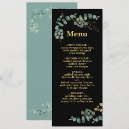 Elegant Eucalyptus blaast het menu Gold Wedding