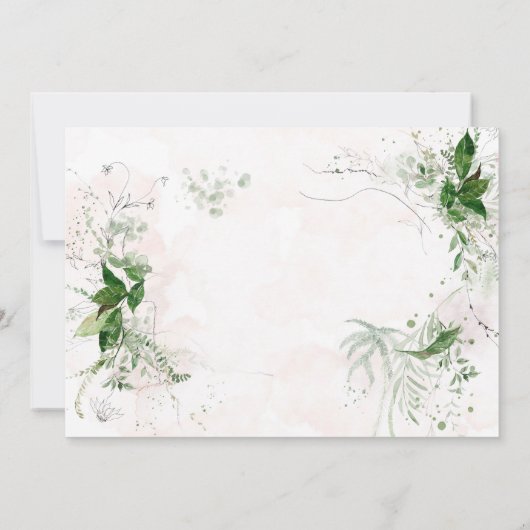 Elegant Eucalyptus blaast roze repetitie Dinner Kaart (Achterkant)