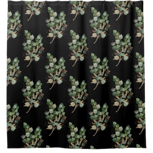 ELEGANT EUCALYPTUS BLACK INSPIRED SHOWER CURTAS DOUCHEGORDIJN (Voorkant)