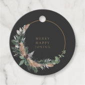 Elegant Eucalyptus Black & White Kerstmis Wreater Bedankjes Labels (Voorkant)