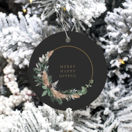 Elegant Eucalyptus Black & White Kerstmis Wreater Bedankjes Labels
