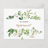 Elegant Eucalyptus Blad groen bruidsmeisje Uitnodiging Briefkaart (Voorkant)