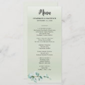 Elegant Eucalyptus blad groen bruiloft Menu (Voorkant / Achterkant)