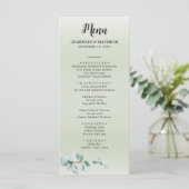 Elegant Eucalyptus blad groen bruiloft Menu (Staand voorkant)