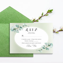 Elegant Eucalyptus blad groen bruiloft RSVP Kaartje
