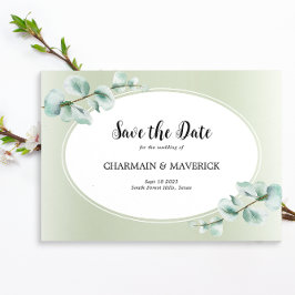 Elegant Eucalyptus blad groen bruiloft Save The Date