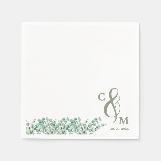 Elegant Eucalyptus blad groen bruiloft Servet (Voorkant)