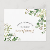 Elegant Eucalyptus Blad groen Maid of Honor Uitnodiging Briefkaart (Voorkant)