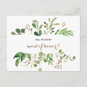 Elegant Eucalyptus Blad groen Maid of Honor Uitnodiging Briefkaart