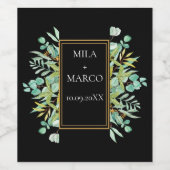 Elegant eucalyptus blad wijn etiket (Enkel label)