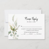 Elegant Eucalyptus Bladgroen Bruiloft RSVP Kaartje (Voorkant)