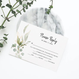Elegant Eucalyptus Bladgroen Bruiloft RSVP Kaartje