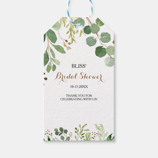 Elegant Eucalyptus Bladgroen Vrijgezellenfeest Cadeaulabel (Voorkant)