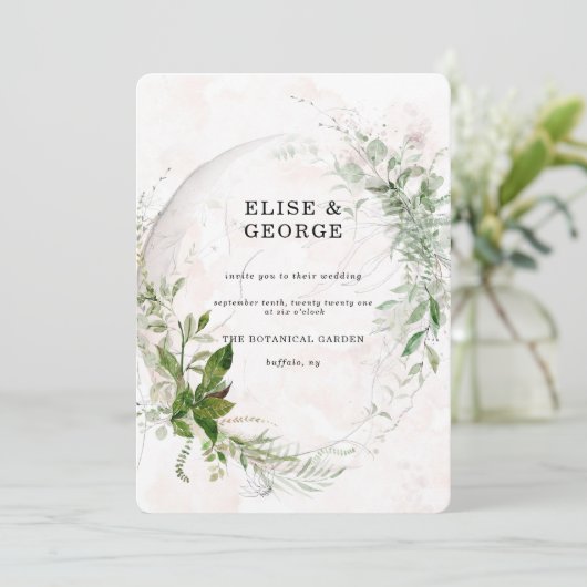 Elegant Eucalyptus blauw roze huwelijk Kaart (Staand voorkant)