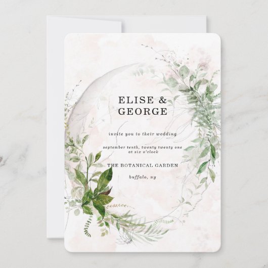 Elegant Eucalyptus blauw roze huwelijk Kaart (Voorkant)