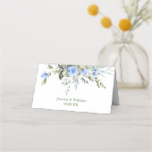 Elegant Eucalyptus Blauwe Rozen Bloemstuk Bruiloft Plaatskaartje (Achterkant)