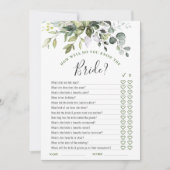 Elegant Eucalyptus Bloemen Vrijgezellenfeest Game  Kaart (Voorkant)