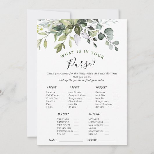 Elegant Eucalyptus Bloemen Vrijgezellenfeest Game  Kaart (Voorkant)