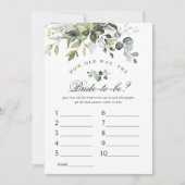 Elegant Eucalyptus Bloemen Vrijgezellenfeest Game  Kaart (Voorkant)