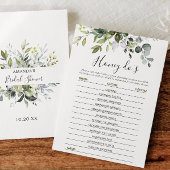 Elegant Eucalyptus Bloemen Vrijgezellenfeest Game Kaart