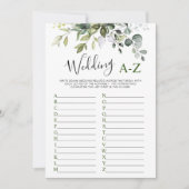 Elegant Eucalyptus Bloemen Vrijgezellenfeest Game  Kaart (Voorkant)