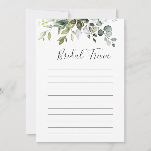 Elegant Eucalyptus Bloemen Vrijgezellenfeest Game  Kaart (Voorkant)