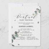Elegant Eucalyptus Bloemenvirtueel Baby shower Kaart (Voorkant)