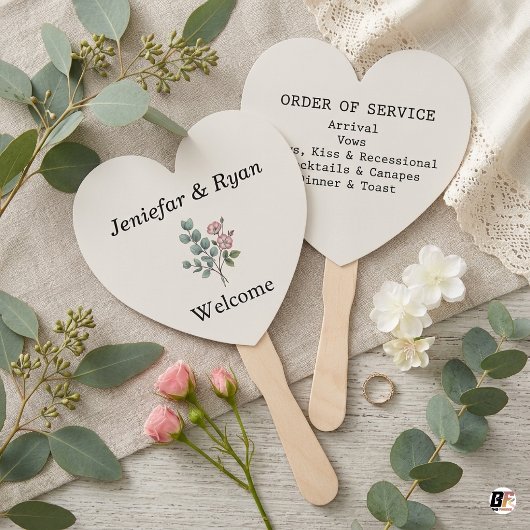 Elegant Eucalyptus Bloemhart Trouwprogramma Handwaaier