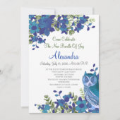Elegant Eucalyptus Blue Blauwgroen Floral Owl (Voorkant)