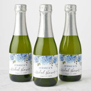 Elegant Eucalyptus Blue Hydrangea Vrijgezellenfees Sparkling Wijnetiket
