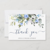 Elegant Eucalyptus Blue Roses Greenery Bedankkaart