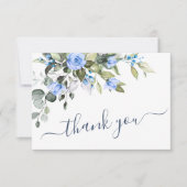Elegant Eucalyptus Blue Roses Greenery Bedankkaart (Voorkant)
