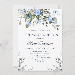 Elegant Eucalyptus Blue Rozen BRIDAL LUNCHEON Kaart