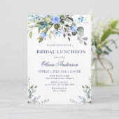 Elegant Eucalyptus Blue Rozen BRIDAL LUNCHEON Kaart (Staand voorkant)