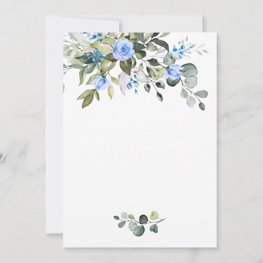 Elegant Eucalyptus Blue Rozen Brunch & Bubble Kaart (Achterkant)