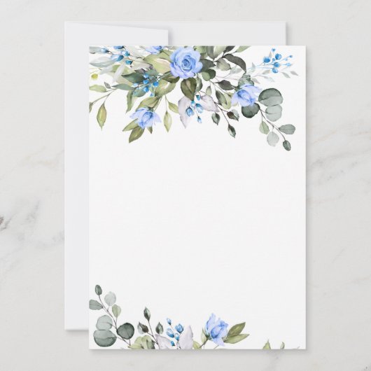 Elegant Eucalyptus Blue Rozen ENGAGTY Kaart (Achterkant)