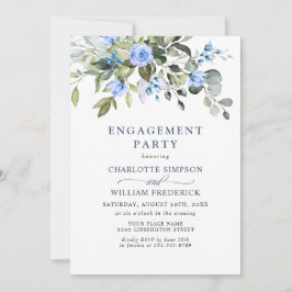 Elegant Eucalyptus Blue Rozen ENGAGTY Kaart