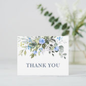 Elegant Eucalyptus Blue Rozen Floral bedankt Briefkaart (Staand voorkant)