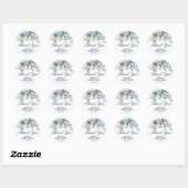 Elegant Eucalyptus Blue Rozen Floral bedankt Ronde Sticker (Vel)