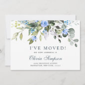 Elegant Eucalyptus Blue Rozen Floral Moving Aankondiging (Voorkant)