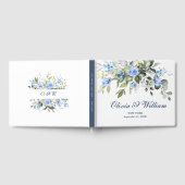 Elegant Eucalyptus Blue Rozen Floral Wedding Gastenboek (Volledig)
