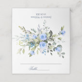 Elegant Eucalyptus Blue Rozen Floral Wedding Plaatskaartje (Buitenkant ongevouwen)